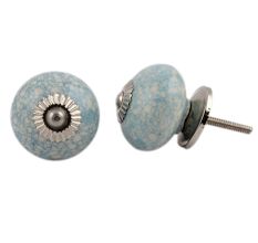 Turquoise Cream Crackle Drawer Knob